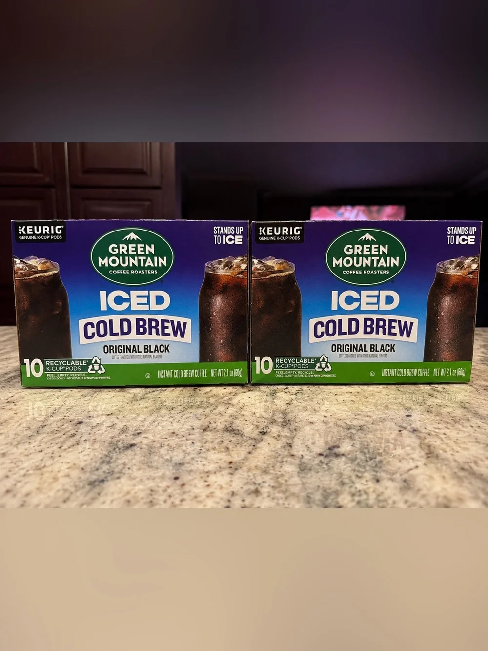 Set of 2 : 20pods total Keurig Green Mountain Iced Cold Brew Original Black -